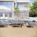 BRISHI Outdoor Sofa Set | Balcony Sofa | Patio Furniture Sets | Conversation Sets | Braid &amp; Rope Garden (4 Seater- Light Grey.)