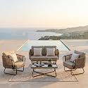 BRISHI Outdoor Rope Sofa Set | Balcony Sofa | Patio Conversation Sets | Braided Rope Garden Sofa Set and Table (4 Seater-Beige &amp; Cream)