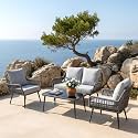 BRISHI Outdoor Sofa Set | Balcony Sofa | Patio Furniture Sets | Conversation Sets | Braid &amp; Rope Garden (4 Seater- Light Grey)