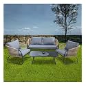 BRISHI Outdoor Sofa Set | Balcony Sofa | Patio Furniture Sets | Conversation Sets | Braid & Rope Garden (4 Seater- Grey+Beige)