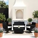 BRISHI Outdoor 4 Seater Sofa Set || Patio Furniture Sets || Balcony Sofa || Indoor Sofa || Wicker Rattan Garden Sofa Set with Cushion and Center Table (Black)