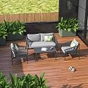 BRISHI Outdoor Sofa Set | Balcony Sofa | Patio Furniture Sets | Conversation Sets | Braid &amp; Rope Garden (4 Seater- Grey)