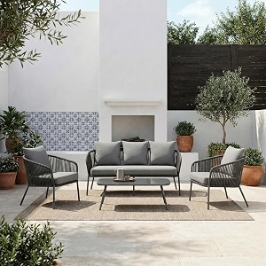 brishi outdoor sofa set  balcony sofa  patio furniture sets  conversation sets  braid amp rope garden sofa set and center table 5 seater-grey