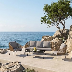brishi outdoor sofa set  balcony sofa  patio furniture sets  conversation sets  braid amp rope garden 5 seater-honeygrey