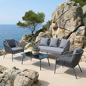 brishi outdoor sofa set  balcony sofa  patio furniture sets  conversation sets  braid amp rope garden 5 seater-grey