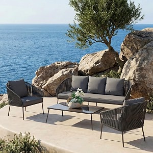 brishi outdoor sofa set  balcony sofa  patio furniture sets  conversation sets  braid amp rope garden 5 seater- grey
