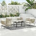BRISHI Outdoor Sofa Set || Balcony Sofa || Patio Furniture Sets | Conversation Sets | Braid &amp; Rope Garden Sofa Set and Center Table (5 Seater-Beige)