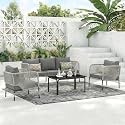 BRISHI Outdoor Sofa Set || Balcony Sofa || Patio Furniture Sets | Conversation Sets | Braid &amp; Rope Garden Sofa Set and Center Table (5 Seater-Grey.)