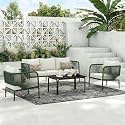 BRISHI Outdoor Sofa Set || Balcony Sofa || Patio Furniture Sets | Conversation Sets | Braid &amp; Rope Garden Sofa Set and Center Table (5 Seater-Green)