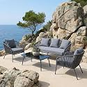 BRISHI Outdoor Sofa Set | Balcony Sofa | Patio Furniture Sets | Conversation Sets | Braid &amp; Rope Garden (5 Seater-Grey)
