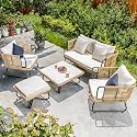 BRISHI Outdoor Rope Sofa Set | Balcony Sofa | Patio Conversation Sets | Braided Rope Garden Sofa Set and Table (5 Seater- Beige &amp; White)