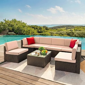 brishi outdoor 6 seater sofa set  balcony sofa  patio furniture sets  conversation sets  wicker  garden  balcony  dark-brown