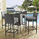 BRISHI Outdoor Bar Set Garden Patio Bar Set 1+4 4 Chairs and Table Set Balcony Bar Table with Stool Set (Black)
