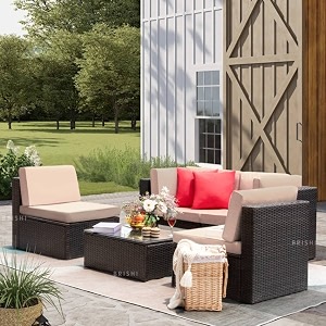 brishi outdoor sofa set  balcony sofa  patio furniture sets  indoor sofa  wicker rattan garden sofa set with cushion and center table dark -brown