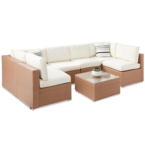 brishi outdoor 6 seater sofa set  balcony sofa  patio furniture sets  conversation sets  wicker  garden  balcony  honey- off white