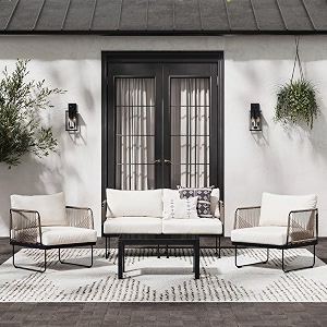 brishi outdoor sofa set  balcony sofa  patio furniture sets  conversation sets  braid amp rope garden 4 seater grey-cream