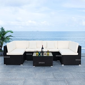 brishi outdoor sofa set  balcony sofa  patio furniture sets  indoor sofa  wicker rattan garden sofa set with cushion and center table 39black39
