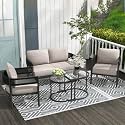 BRISHI Outdoor Sofa Set || Balcony Sofa || Patio Furniture Sets | Conversation Sets | Braid &amp; Rope Garden Sofa Set and Center Table (4 Seater Sofa-Back)