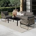 BRISHI Outdoor Sofa Set | Balcony Sofa | Patio Furniture Sets | Conversation Sets | Braid &amp; Rope Garden (4 Seater-Grey-Beige)