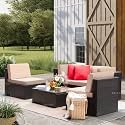 BRISHI Outdoor Sofa Set || Balcony Sofa || Patio Furniture Sets || Indoor Sofa || Wicker Rattan Garden Sofa Set with Cushion and Center Table (Dark -Brown)