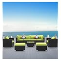 BRISHI Outdoor 8 Seater Sofa Set || Balcony Sofa || Patio Furniture Sets || Indoor Sofa || Wicker Rattan Garden Sofa Set with Cushion and Center Table (Black-Green)