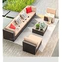 BRISHI Outdoor 6 Seater Sofa Set || Balcony Sofa || Patio Furniture Sets || Indoor Sofa || Wicker Rattan Garden Sofa Set with Cushion and Center Table (Brown-Cream)