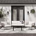 BRISHI Outdoor Sofa Set | Balcony Sofa | Patio Furniture Sets | Conversation Sets | Braid &amp; Rope Garden (4 Seater Grey-Cream)