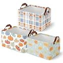 Britimes Fall Pumpkin Storage Baskets Gift, Toy Storage Bins Box, 3 Pack