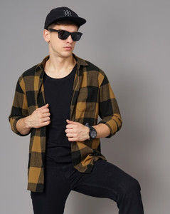 British Club Men Checkered Casual Yellow Black