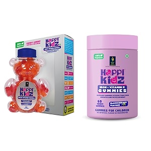 british life sciences happi kidz multivitamin  minerals gummies amp happi kidz ironvitamin c gummies combo  natural strong bones muscles and teeth boosts immunity