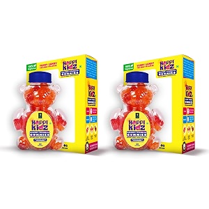 british life sciences pvt ltd  nutrition for a healthy beginning happikidz calcium  vitamin d gummies for kids 60 count gummy bears - strawberry pack of 2