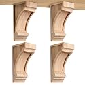 Briwooody 4 Pack Solid Wood Corbels, 3 1/4" w X 4" d X 8" h, Built-in