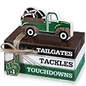 Briwooody 5 Pcs Football Table Home Decor Football Season Wood Block Sign
