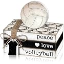 Briwooody 5 Pcs Volleyball Decoration Volleyball Tiered Tray Decor Mini Faux Ball Wooden Book Stack Set Sport Party Decorations Decorative Book Table Decor for Home Locker Room Table Shelf Desk