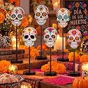 Briwooody 6 Pcs Day of The Dead Wooden Dia De Los Muertos Altar Centerpiece