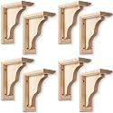 Briwooody 8 Pcs Wood Corbels Shelf Brackets, 3 1/2" W x 7" D x 9" H