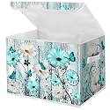 Briwooody Blue Daisy Storage Bin with Lid