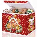 Briwooody Christmas Gingerbread Storage Bin with Lid
