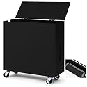 Briwooody Extra Large Metal Cable Management Box with Caster Wheels, Black