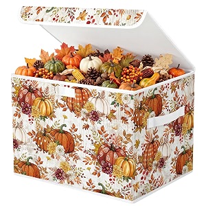 Briwooody Fall Pumpkin Storage Bin with Lid