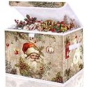 Briwooody Vintage Christmas Storage Bin with Lid
