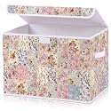 Briwooody Vintage Floral Storage Bin with Lid