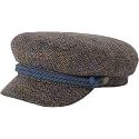 Brixton - Unisex Fiddler Cap, Slate Blue/Sepia/Orange, Large