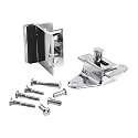 Brixwell Slide Latch and Keeper Set with Chrome Plated Finish, Zinc Material, Surface-Mounted, 3-1/2" Latch Hole Centers, Fits 1-1/4" Square Edge Pilaster, Includes Fasteners