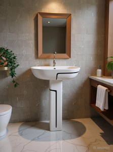brizenta br301 bathroom basin premium ceramic wash basin with pedestal  standing hasn wash basin pedestal basin white  black line