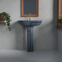 BRIZENTA BR309 BATHROOM BASIN PREMIUM CERAMIC WASH BASIN WITH PEDESTAL | STANDING HASN WASH BASIN Pedestal Basin (GREY & BLACK LINE)