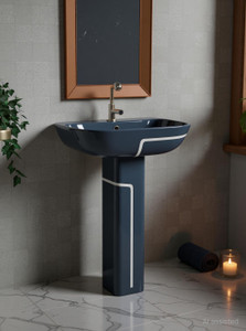 brizenta br311 bathroom basin premium ceramic wash basin with pedestal  standing hasn wash basin pedestal basin grey  white line