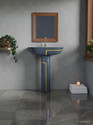 BRIZENTA BR313 BATHROOM BASIN PREMIUM CERAMIC WASH BASIN WITH PEDESTAL | STANDING HASN WASH BASIN Pedestal Basin (GREY & YELLOW LINE)