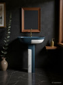BRIZENTA BR316 BATHROOM BASIN PREMIUM CERAMIC WASH BASIN WITH PEDESTAL | STANDING HASN WASH BASIN Pedestal Basin (GREY & WHITE MARBLE)