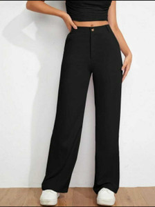 broadstar women relaxed black viscose rayon trousers